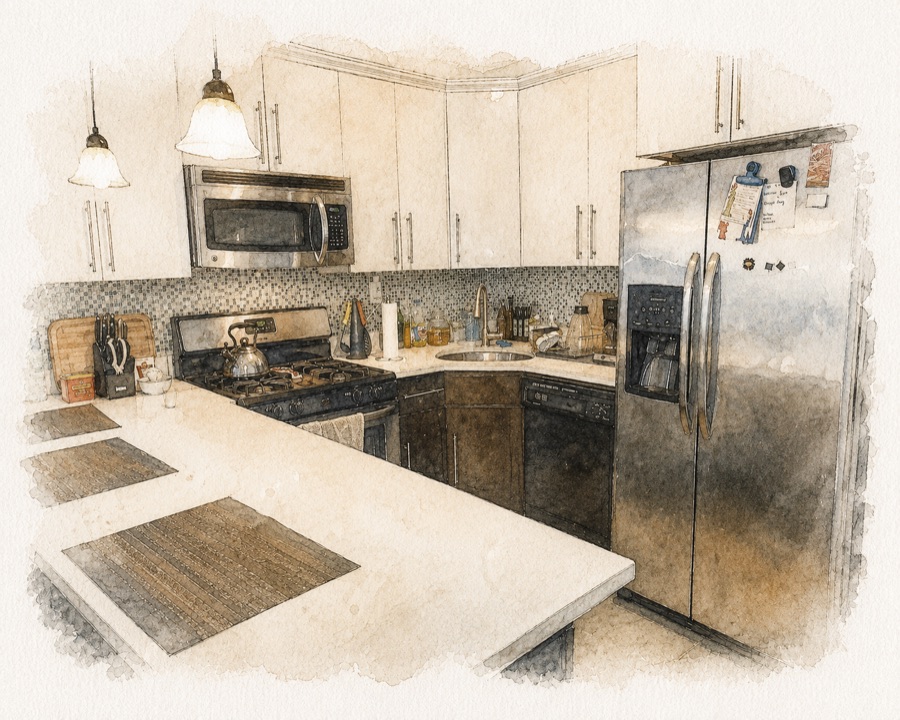 The shared kitchen
